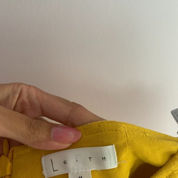 LEITH Nordstrom Linen Blend High Waisted Yellow Shorts - Size Medium - Picture 6 of 6